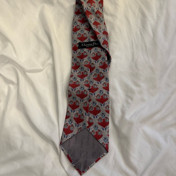 Like New Vintage Christian Dior Monsieur Abstract Floral Scroll Print Silk Tie - Picture 2 of 2